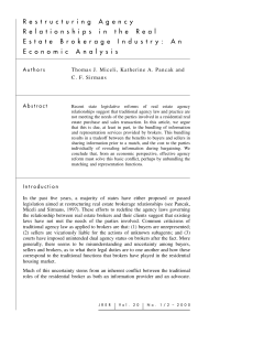 R estructuring A gency R elationshipsinthe R eal E state B rokerage
