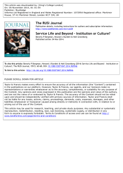 Service Life and Beyond Institution or Culture?