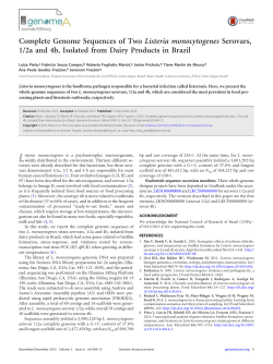 Complete Genome Sequences of Two Listeria