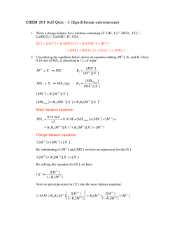 CHEM 201 Self Quiz - 3 (Equilibrium calculations)