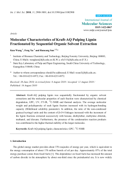 Molecular Characteristics of Kraft-AQ Pulping Lignin Fractionated by
