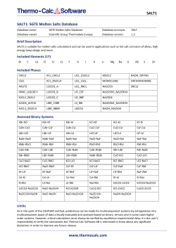 SGTE Molten Salts Database - Thermo