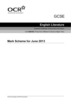 Unit A663/02 - Prose from different cultures - Higher tier - June