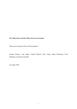 The Third Sector and the Policy Process in Germany