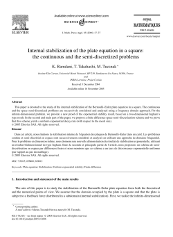 Internal stabilization of the plate equation in a square: the