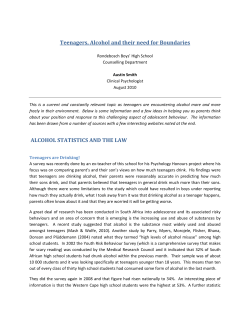 Teenagers, Alcohol and their need for