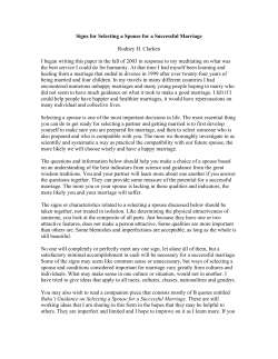 Signs for Selecting a Spouse for a Successful Marriage Rodney H