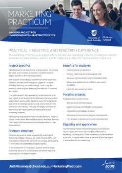 marketing practicum - UniSA Business School