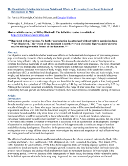 The Quantitative Relationship between Nutritional