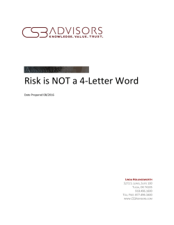 Risk is NOT a 4-Letter Word