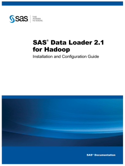 SAS Data Loader 2.1 for Hadoop