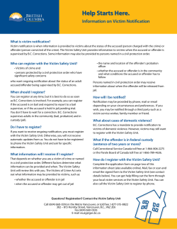 Help Starts Here: Information on Victim Notification