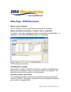 BOM Structures - DBA Manufacturing