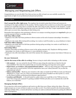 Managing and Negotiating Job Offers