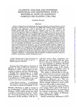 cladistic analysis and synthesis - CiteSeerX