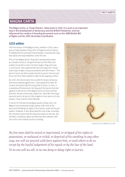 Fact Sheet &ndash; Magna Carta - Parliamentary Education Office