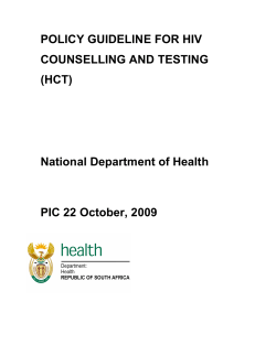 Policy Guideline for HIV Counselling and Testing (HCT)