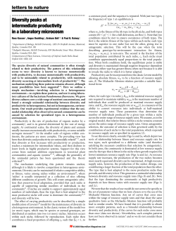 Diversity peaks at intermediate productivity in a laboratory