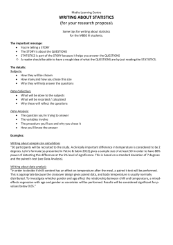 WRITING ABOUT STATISTICS (for your research proposal)
