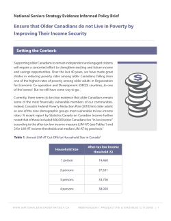 Ensure that Older Canadians do not Live in Poverty by Improving