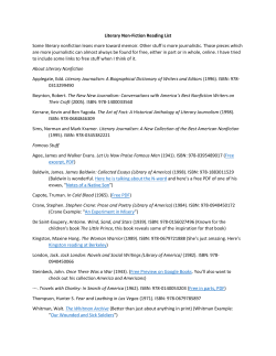 Literary Nonfiction Reading List 2014