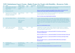 NSW Ombudsman Expert Forum Resources Table