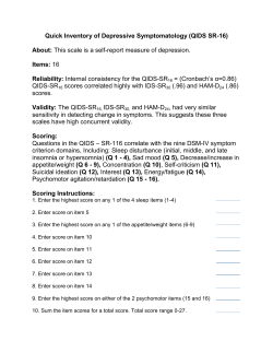Quick Inventory of Depressive Symptomatology (QIDS SR