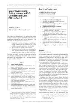 Major Events and Policy Issues in E.C. Competition Law, 2001&mdash;Part 1