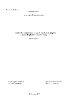 Unintended Impoliteness of Czech Speakers in English A Czech