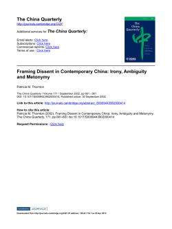The China Quarterly Framing Dissent in Contemporary China: Irony