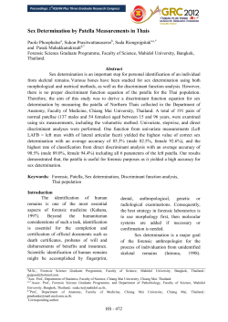 Sex Determination by Patella Measurements in Thais