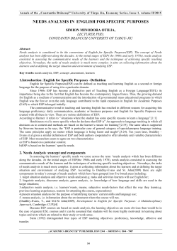 needs analysis in english for specific purposes