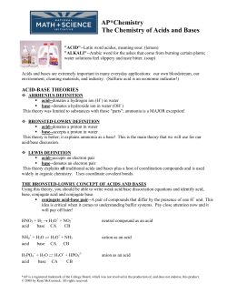 AP*Chemistry The Chemistry of Acids and Bases