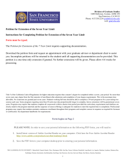 Petition for Extension of the Seven Year Limit Instructions for
