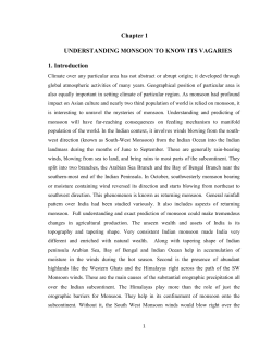 Chapter 1 UNDERSTANDING MONSOON TO KNOW