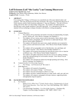 Leif Ericsson (Leif &ldquo;the Lucky&rdquo;) an Unsung Discoverer