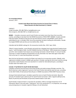 For Immediate Release January 5, 2017 Canada Leads Miami Real