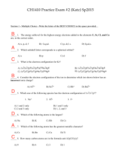 CH1410 Practice Exam #2 (Katz) Sp2015