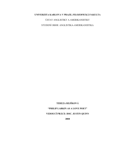 univerzita karlova v praze, filozofick&aacute; fakulta &uacute;stav anglistiky a