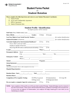Student Forms Packet Student Rotation