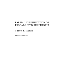 PARTIAL IDENTIFICATION OF PROBABILITY DISTRIBUTIONS
