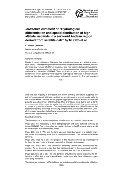 Interactive comment on &ldquo;Hydrological differentiation and spatial