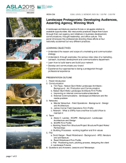 Landscape Protagonists: Developing Audiences, Asserting Agency