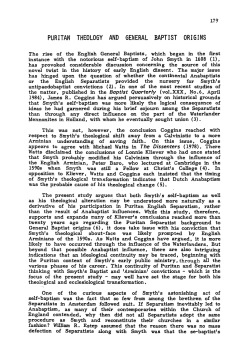 "Puritan Theology and General Baptist Origins," Baptist Quarterly