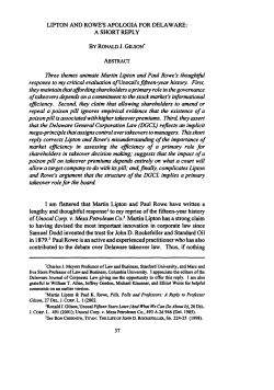 of Unocal Corp. v. Mesa Petroleum Co.2 Martin Lipton has a strong