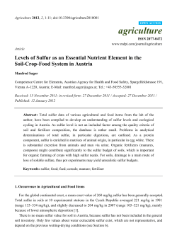 Levels of Sulfur as an Essential Nutrient Element in the Soil