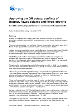 Approving the GM potato - Corporate Europe Observatory