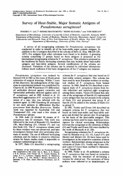 Survey of Heat-Stable, Major Somatic Antigens of Pseudomonas