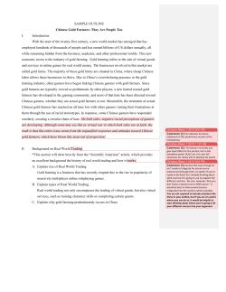 SAMPLE OUTLINE Chinese Gold Farmers: They Are People Too I