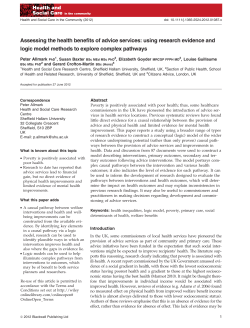 Assessing the health benefits of advice services